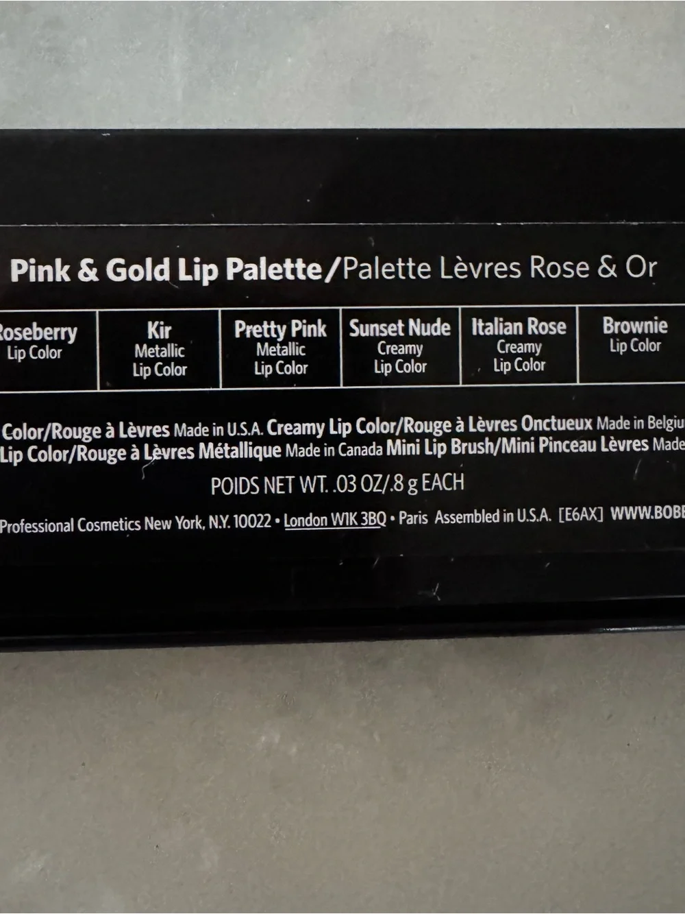 Bobbi Brown Pink & Gold Lip Palette Six Shades